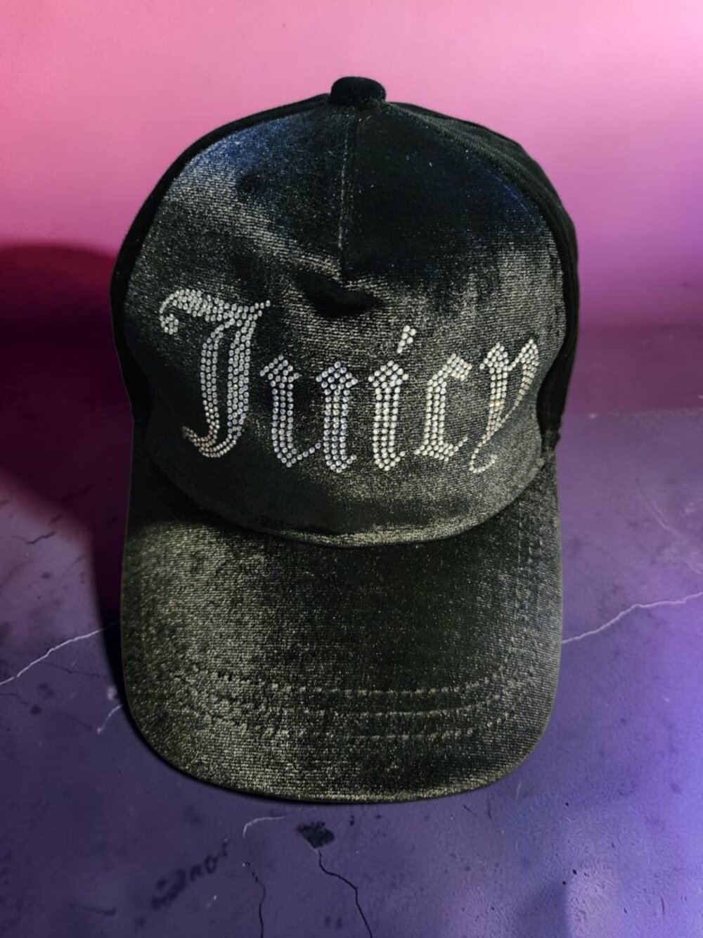 Juicy Couture Black Velvet Rhinestone Hat